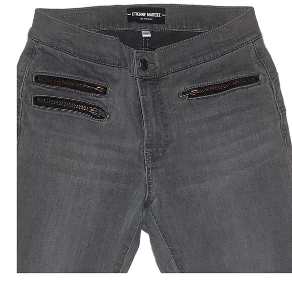 Etienne Marcel EM1036 Gray Skinny Moto Ankle Jeans with Zipper Accent Pockets-27 - Picture 7 of 15